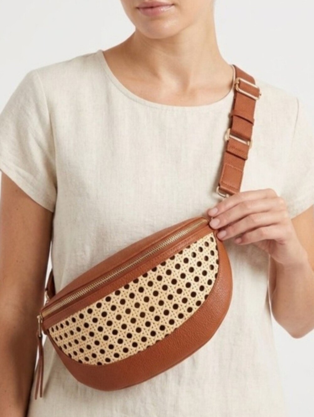 Universal ThreadWoven Panel Tan Crossbody Bag NWOT